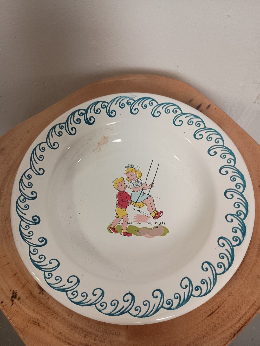 Tres Monterey Mexico Enamel Bowls- Children Swinging, Man & Woman Picnicking